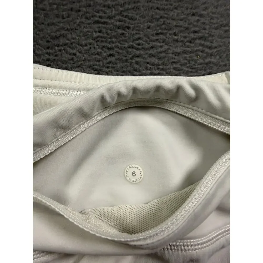 Lululemon Speed Up Low Rise Running Shorts White Lined Athletic Womens Size 6